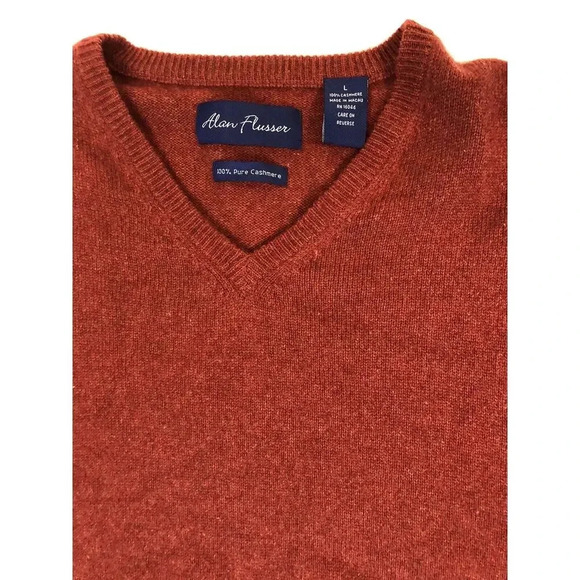 ALAN FLUSSER Men's Red 100% Cashmere Vest Men's Size Large - Picture 3 of 6